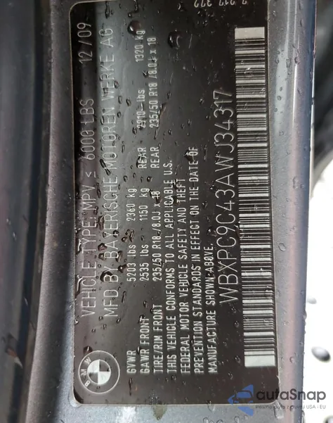 2010 BMW X3 xDrive30I z USA, uszkodzony, nr VIN WBXPC9C43AWJ34317